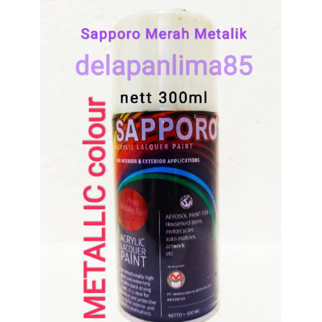 Sapporo Paint Metalic Red 7190 / Merah Metalik/ cat semprot/ pylox/ pylok /pilok /helm/motor/aerosol