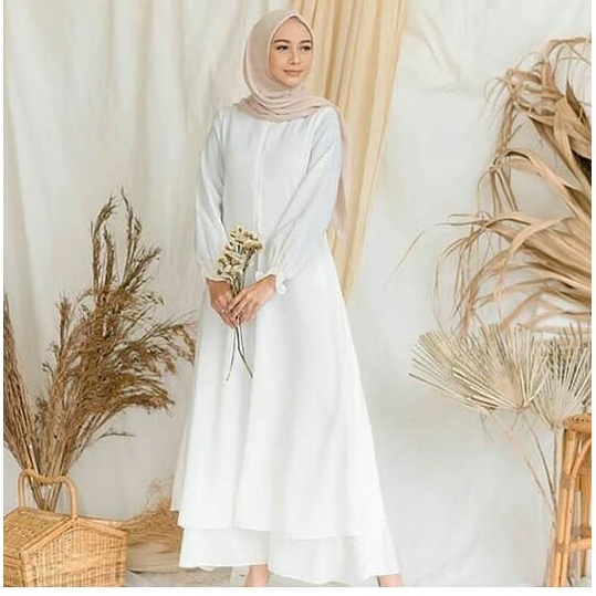 LISDA DRESS MOSSCREPE GAMIS SIMPLE MODEL TRENDY TERBARU Gaun Muslim Polos Gamis Simple Dress Muslima