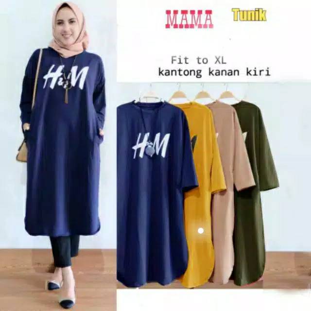 Tunik hm/tunik h n m bahan spandek army coksu putih