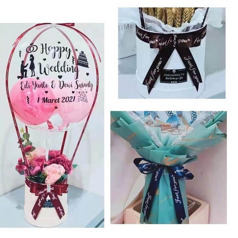 

RB PITA BUKET BOUQUET BUNGA JUST FOR YOU CELLOPHANE / RIBBON PITA KADO HIAS SATIN /SATEN Ukuran 2,5