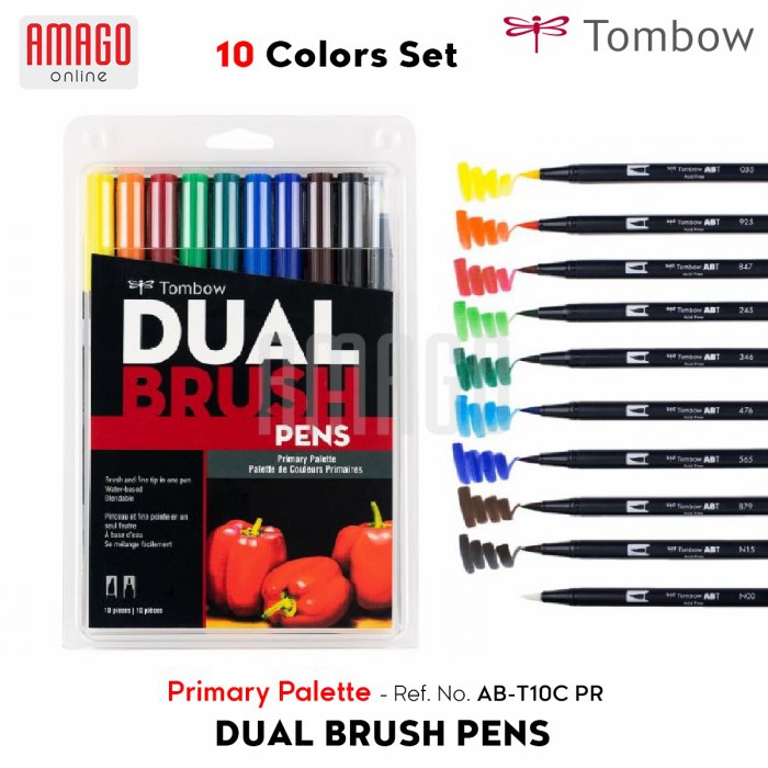 TOMBOW Dual Brush Pens - Primary Palette of 10 colors - AB-T10C PR