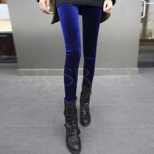 Legging Bludru Polos Import Celana Legging Velvet Wanita Panjang