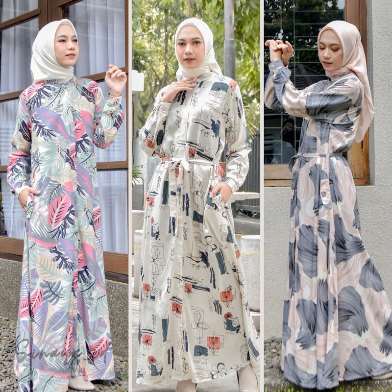 GAMIS RAYON MOTIF , GAMIS WANITA DEWASA , ALIZA DRESS