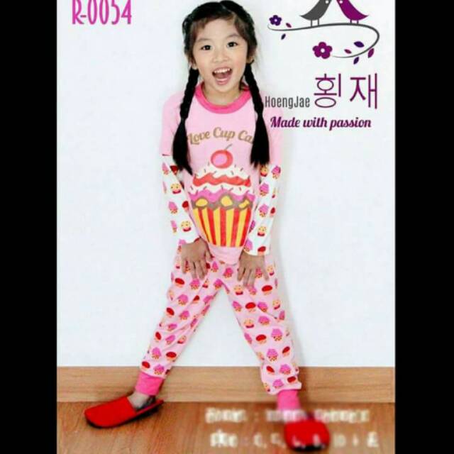 Setelan Piyama Anak Cewek Pajamas Love Cupcake Set 2in1 (baju,celana)