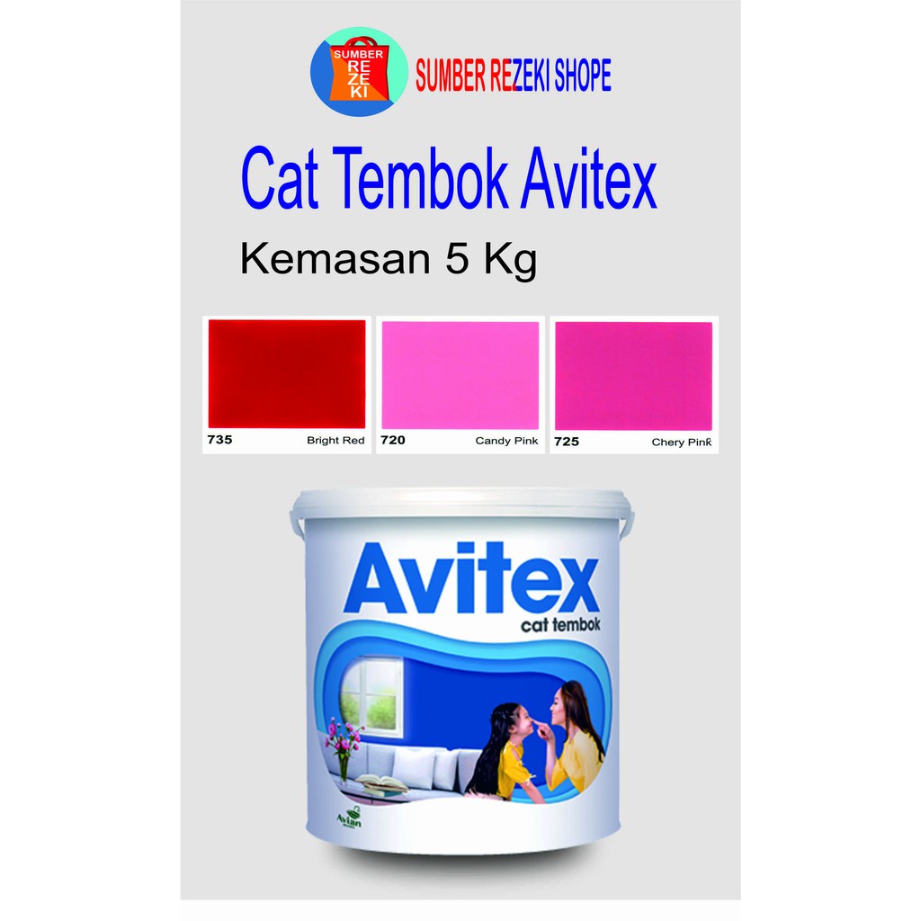 Cat Tembok (Merah, Pink) Plafon Gypsum Avitex Interior 5kg Avian Brands