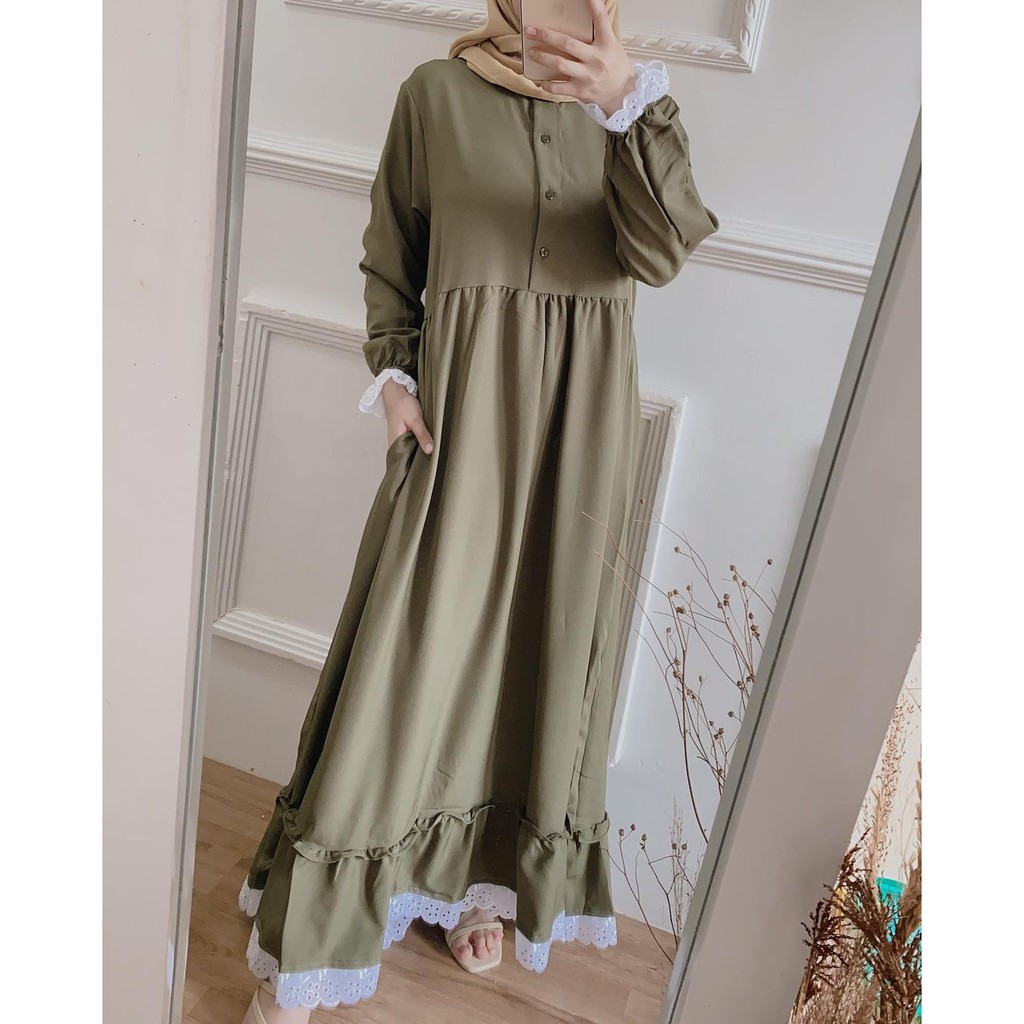 Baju Gamis Wanita Muslim Terbaru Sandira Dress cantik Murah kekinian GMS01 WN 1-1