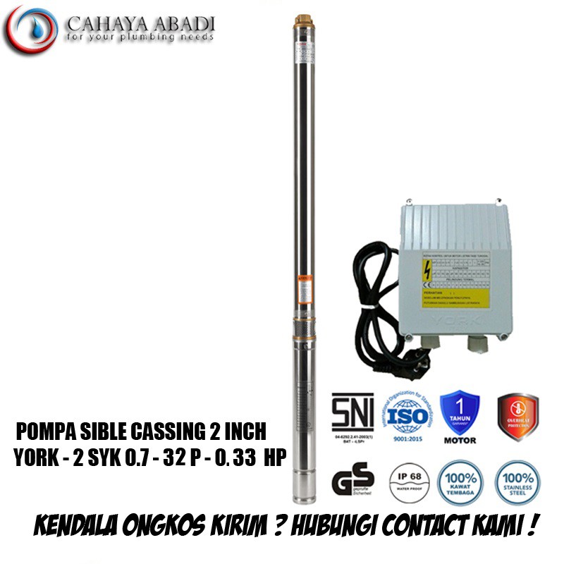 GROSIR - POMPA SIBLE 2 INCH - YORK 2 SYK 0.7 - 32P - 0.33 HP - 220 V - SUBMERSIBLE