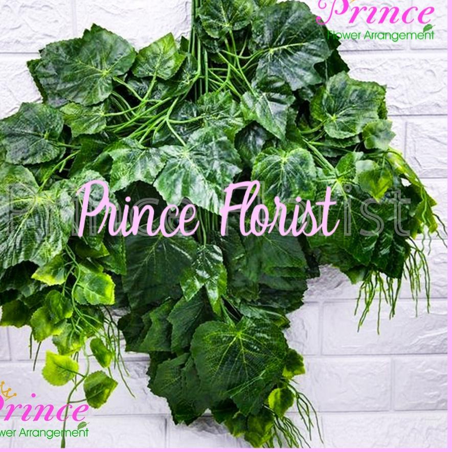 (MENARIK) COD 1 LUSIN DAUN ANGGUR DEKORASI PLASTIK ARTIFICIAL IMPORT /DAUN BACKDROP IMITASI PELAMINA