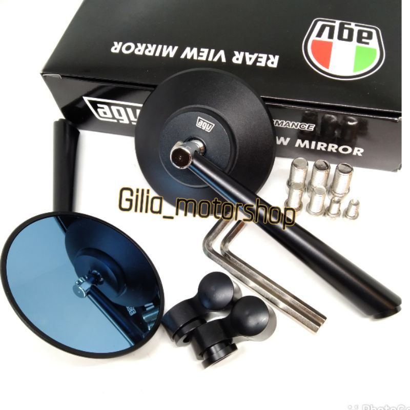 Spion Bulat AGV Original Retro Classic Mirror Blue Spion Jokowi Universal Motor Variasi motor Nmax Aerox Pcx Adv dll