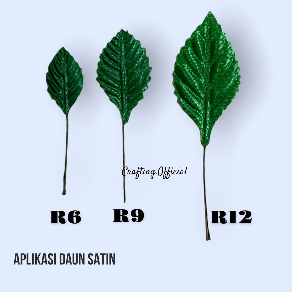 6pcs Aplikasi Daun Satin