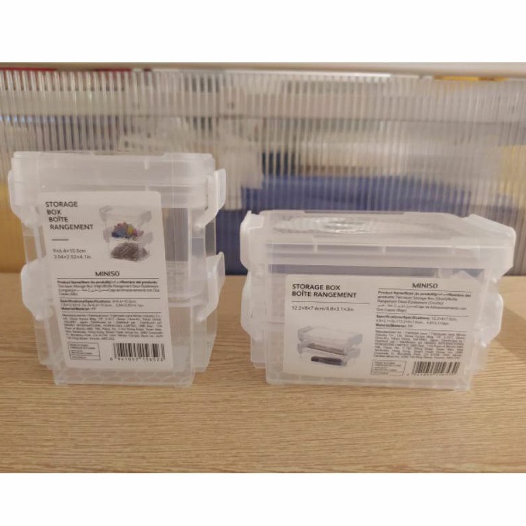 MINISO SMALL TWO LAYER STORAGE BOX / TEMPAT PENYIMPANAN BARANG MINISO UKURAN KECIL