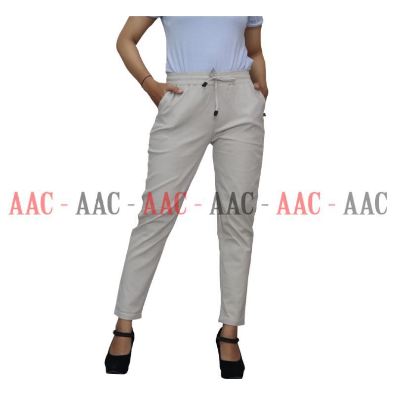 CELANA WANITA BASIC PANTS TWILL STRETCH PREMIUM