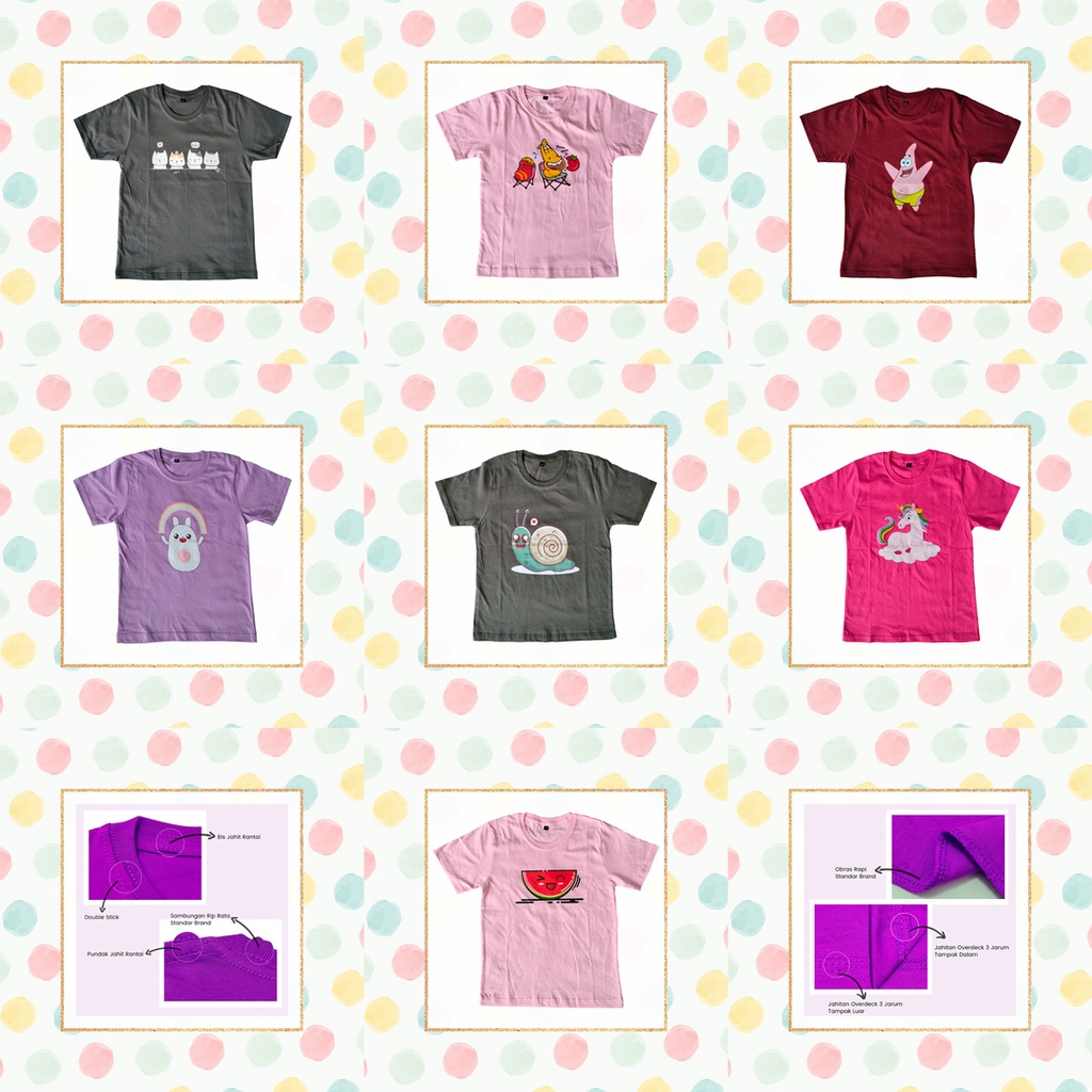 Kaos Anak Lucu Bahan Katun Adem Lembut Perempuan