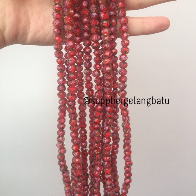 Lampwork kristal Murano 10x8mm bahan crystal ceko mawar merah premium aksesoris bahan craft online