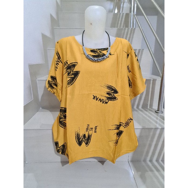Blouse Brukat dan Kaos Bunga Import Jumbo XL-5XL-210.5 Kuning Ld 116