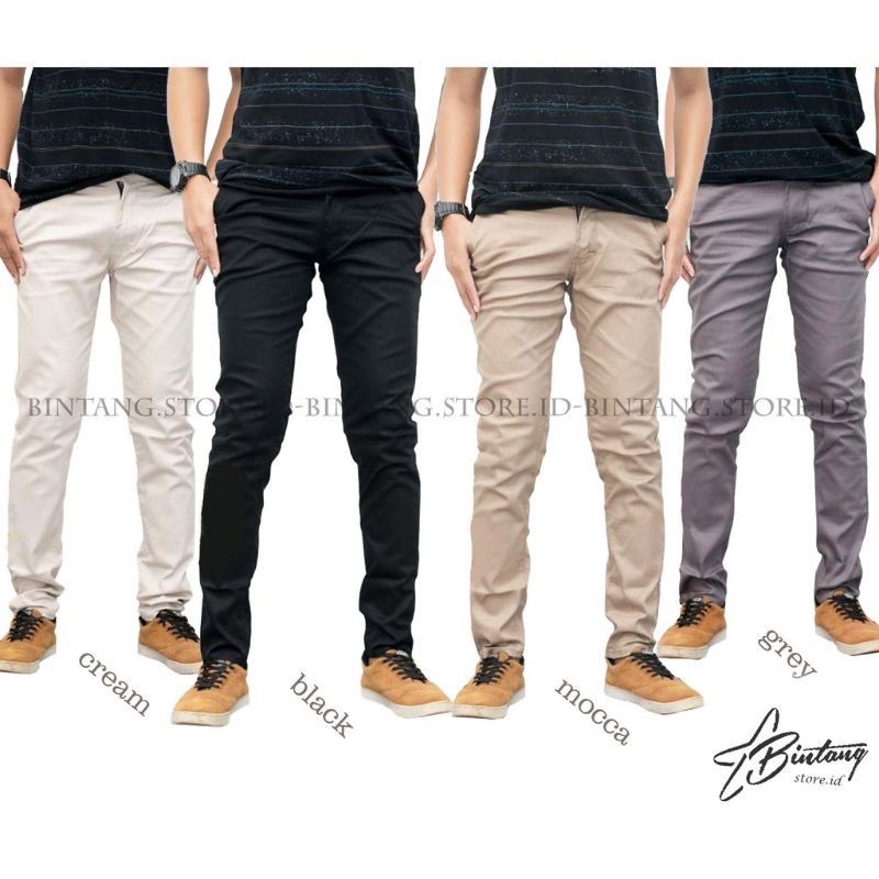 CELANA CHINO CINO PANJANG SLIMFIT HITAM MOCCA CREM GREY