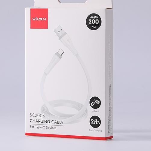 ♘ Vivan SC200S 2.4A 200cm USB-C Data Cable Quick Charge 2M ♂
