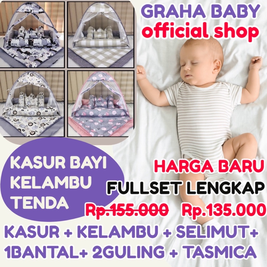 BEST-SELLER Kasur Bayi Kelambu dan-Bedcover Motif Archery x Polkadot-navy CBNK 029 PLUS NON FURING