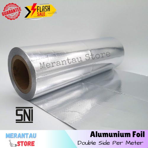 Aluminium Foil Alumunium Wooven Metalizing Double Side Insulasi Atap Peredam Panas 2 Muka Per Meter