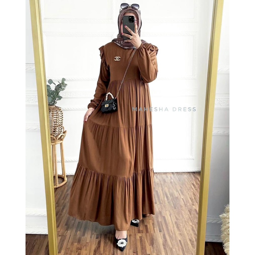 Mahesha Dress/ Dres Polos Rayon Twill /Gamis Wanita Jumbo /Dres Busui