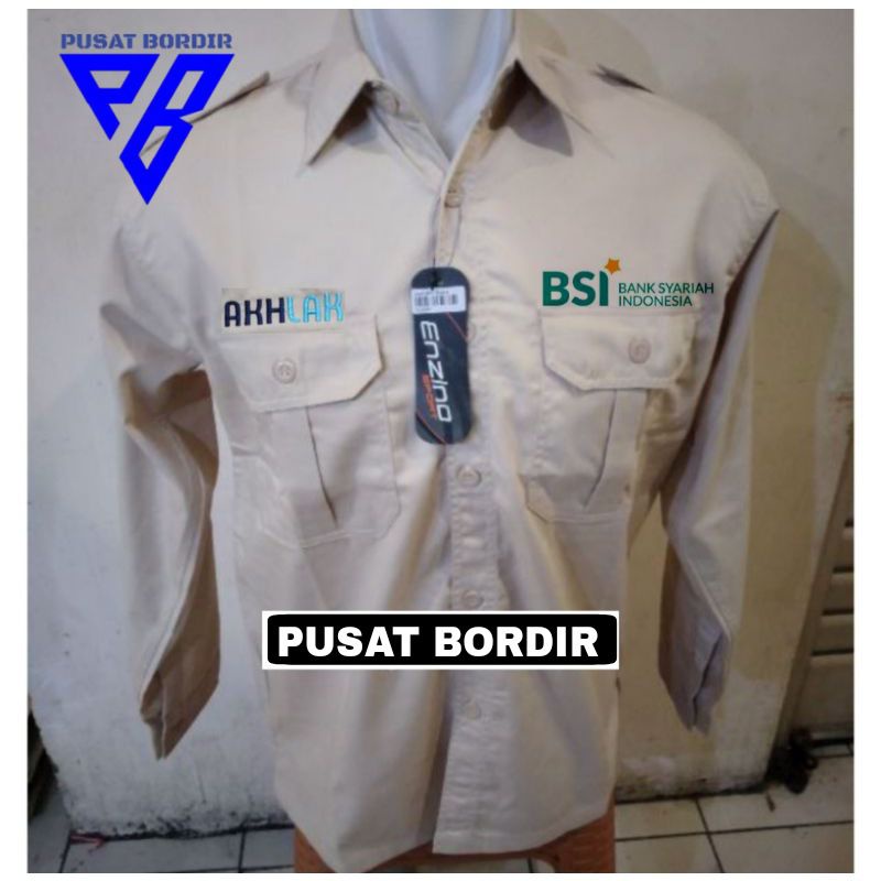 Kemeja ekslusif BSI akhlak full bordir kemeja seragam BSI bank syariah indonesia custom bordir