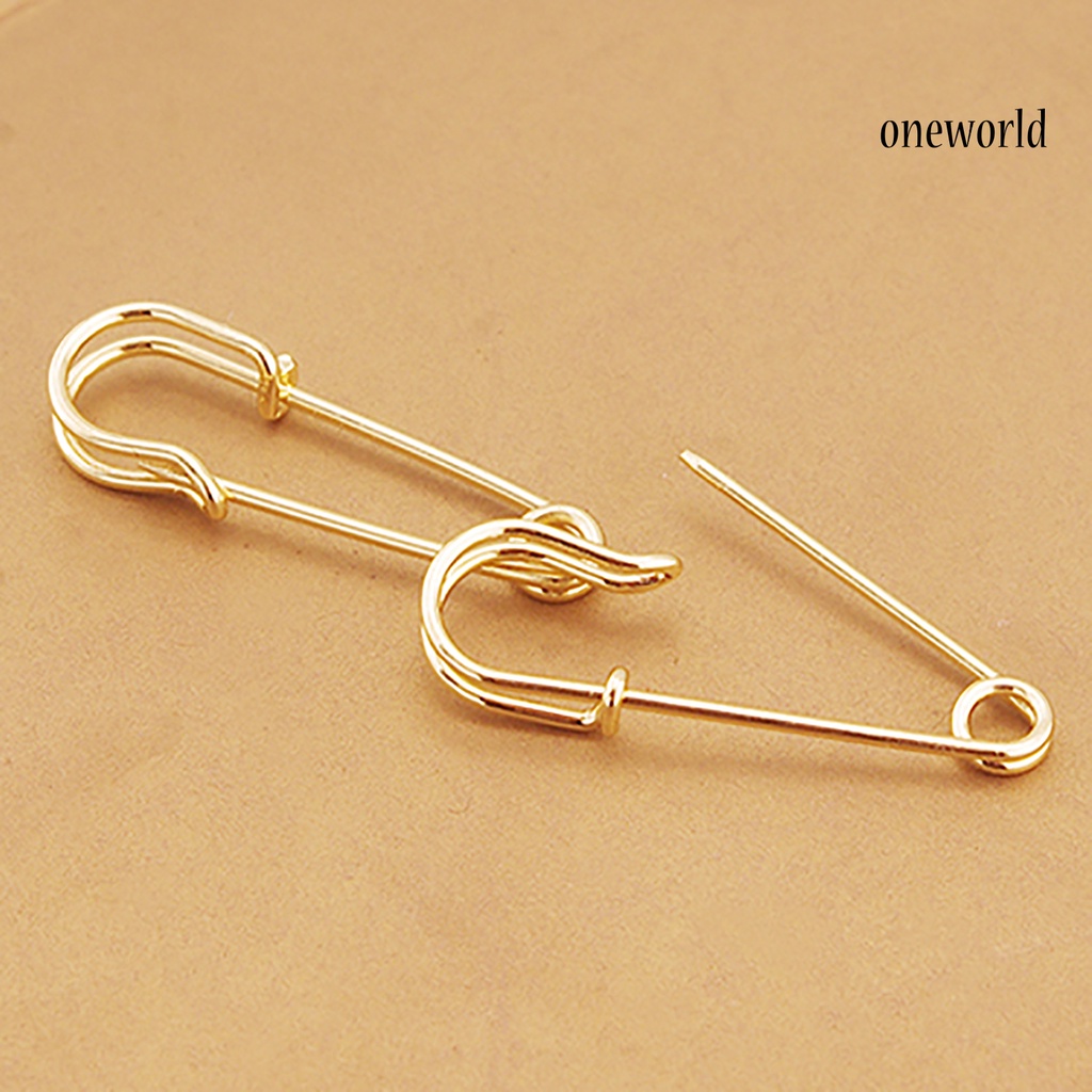 OW@ 1 Pair Women Fashion Creative Copper Clip Type Safety Pin Ear Studs Earrings Jewelry