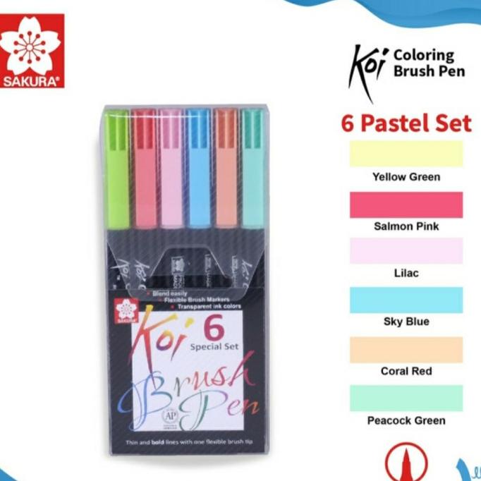 

Sakura Koi Coloring Brush Pen Set 6 Pastel Colors