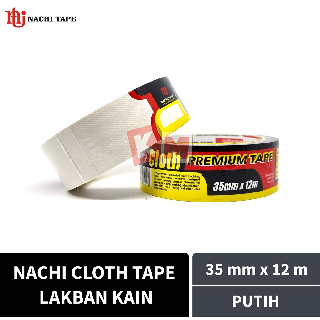 

Lakban Kain Putih Nachi Cloth Tape 35 mm / 1.5 Inch x 12 meter / 35mm