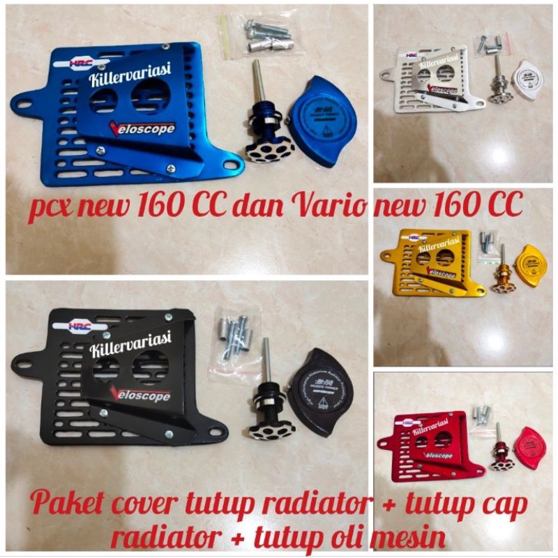 PROMO COVER TUTUP RADIATOR + TUTUP CAP RADIATOR + TUTUP OLI MESIN PCX NEW 160 CC DAN VARIO NEW 160 CC BARANG SESUAI FOTO