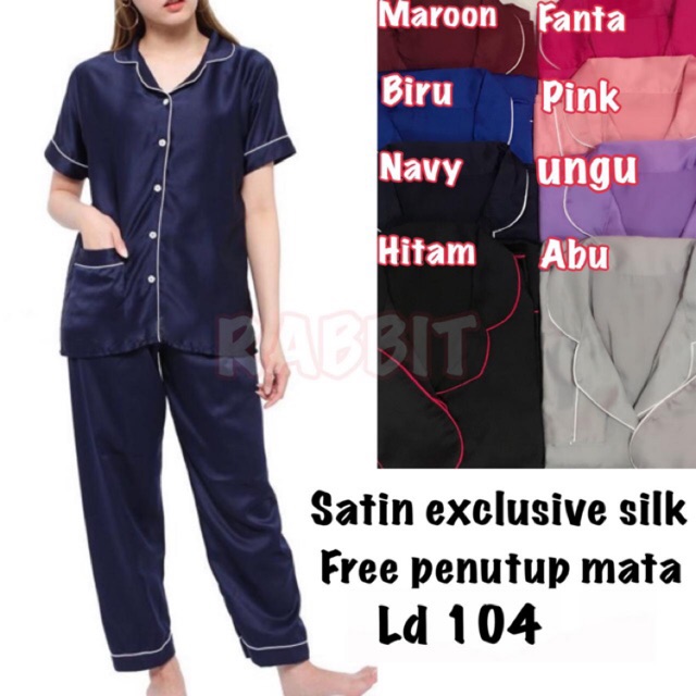 Piyama SATIN exclusive polos cp lengan pendek celana panjang