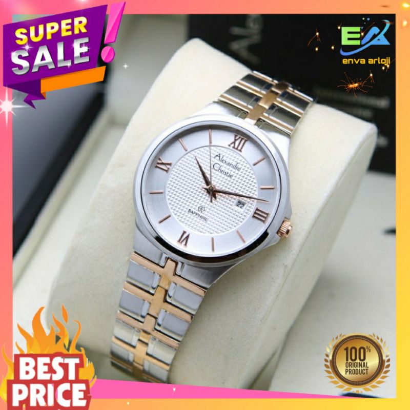 ALEXANDER CHRISTIE WANITA AC 8541SAPPHIRE ORIGINAL TERBARU MURAH ORI ANALOG TALI RANTAI NEW
