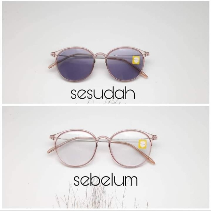 NEW PHOTOCROMIC KACAMATA VIRAL FRAME OVAL BERUBAH WARNA KOREAN STYLE UNISEX BLUERAY -- SPRING STYLE