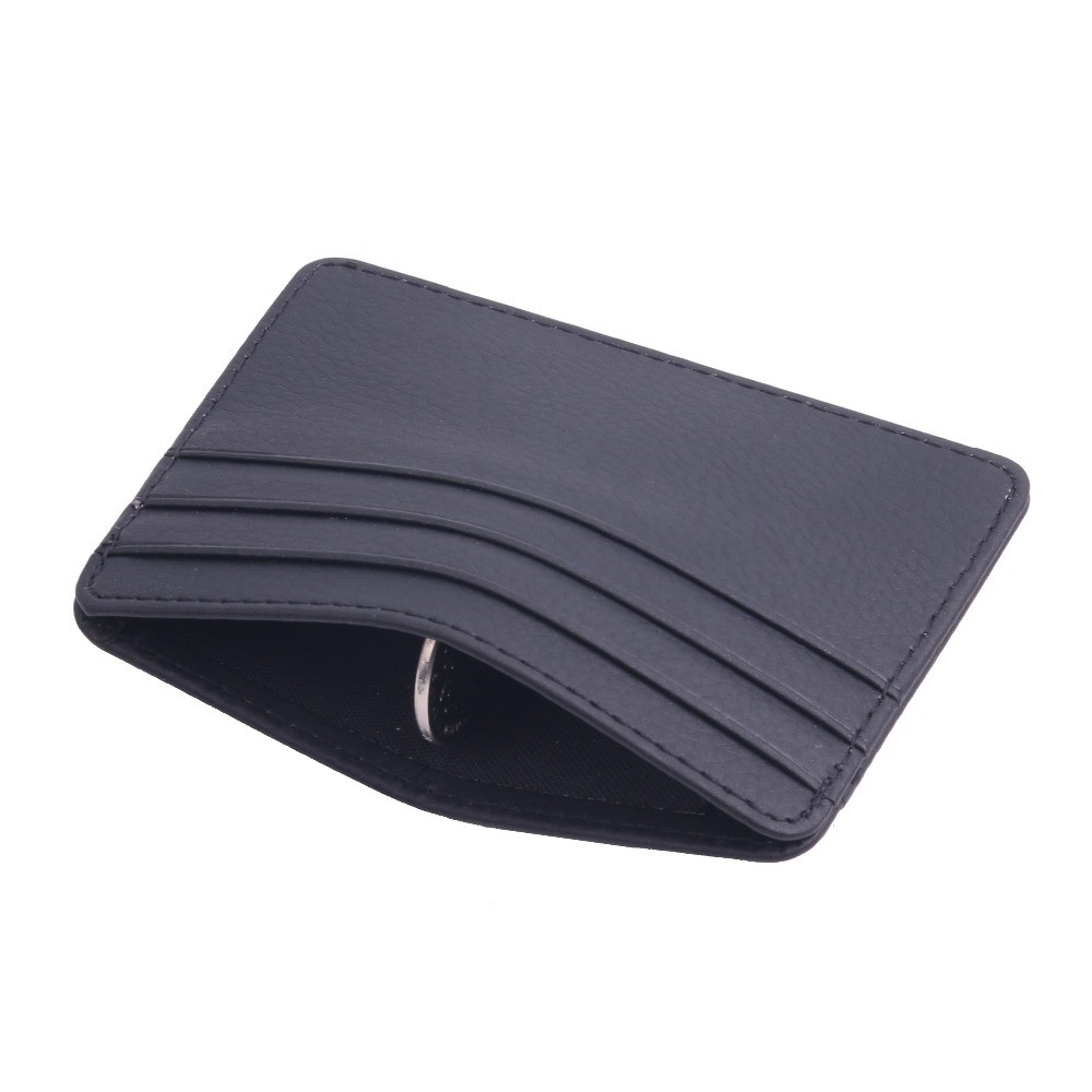 Dompet Kartu Bahan Kulit ID Card Holder Slim Design - 1003 - Black