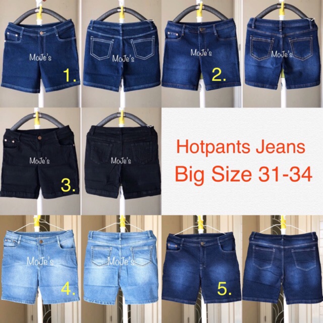 Hotpans Jeans  Big  Size  31 34 Celana  Jeans  Pendek  Wanita  