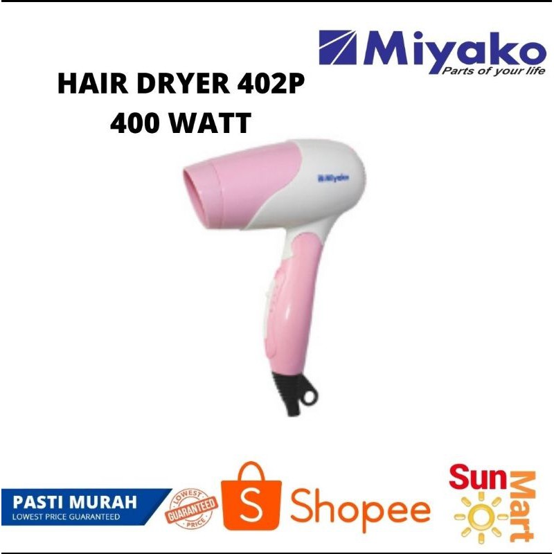 Miyako HD 402 P Hair Dryer / Pengering Rambut 3 Speed [ 400 Watt ]