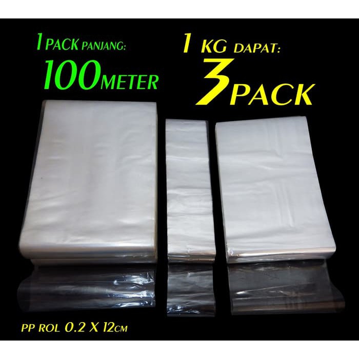 

Plastik Bening Kemasan Multifungsi Plastik PP Rol ukuran 0.2x12cm