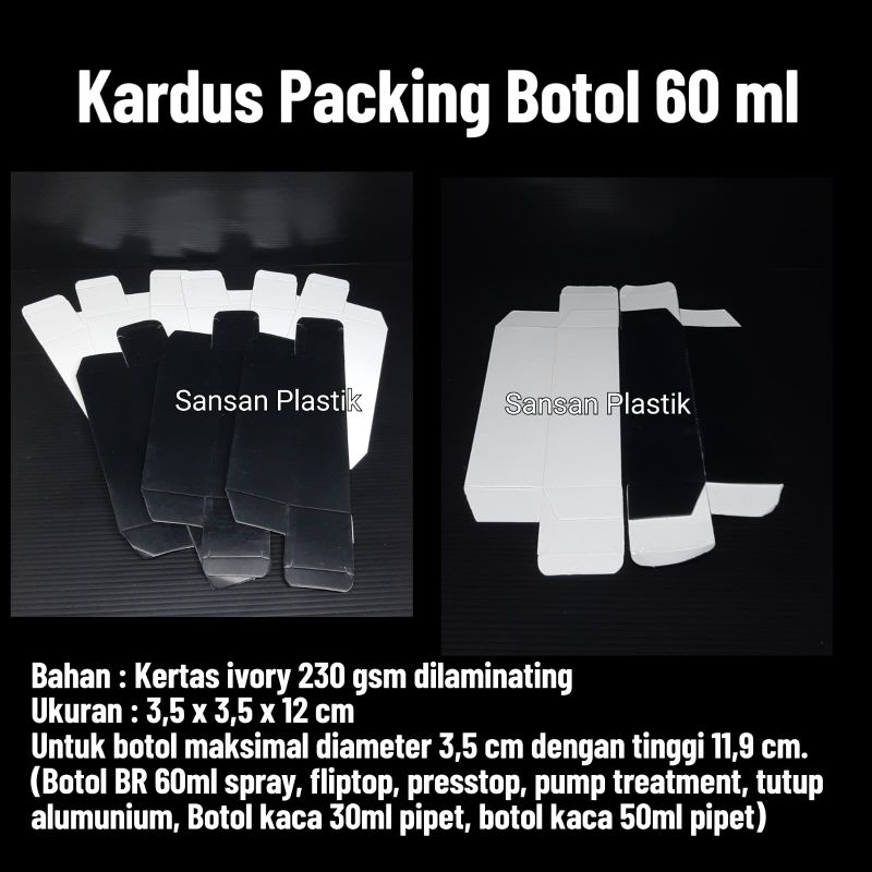 

Kardus Botol 60 ml / Box Packing Botol 60ml / Kardus 3,5x3,5x12 cm