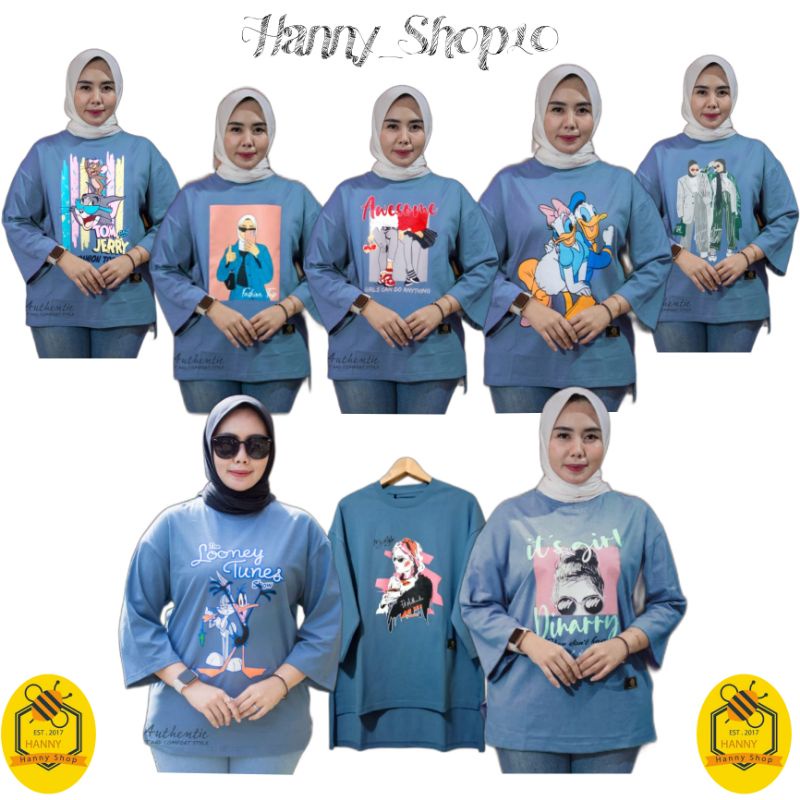kaos wanita oversize kartun / oversize karakter dinary original / kaos catton combined