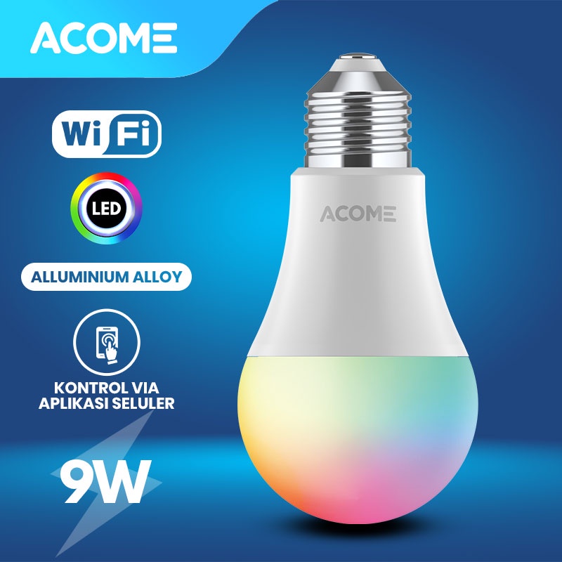 Acome Lampu Bohlam Smart WIFI LED 9W / 12W RGB Garansi Resmi 1 Tahun AL01