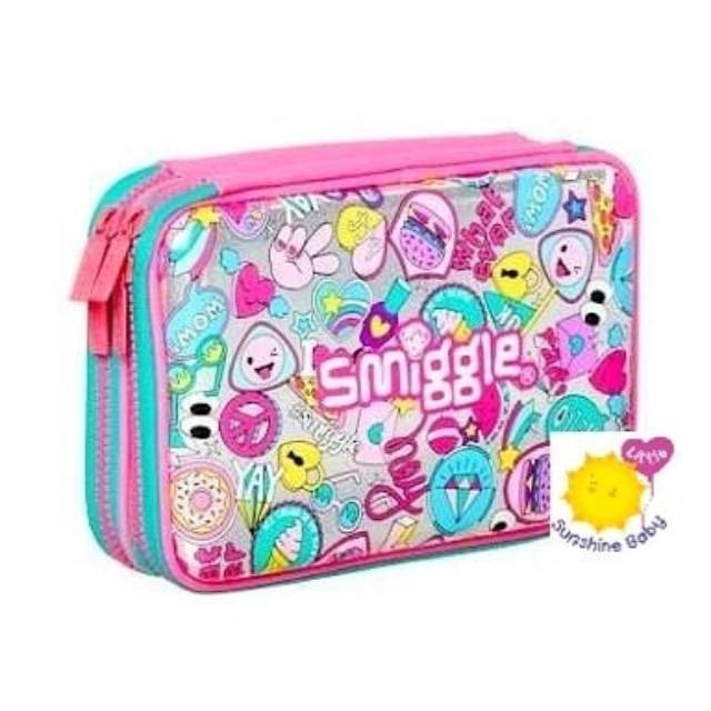 

Smiggle Pencil Case Smiley Friendship Hardtop Pink Double Decker Ori