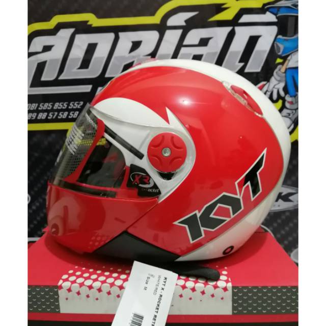 HELM KYT X ROCKET RETRO WHITE RED HELM DRAG BALAP KYT X ROKET KYT XROCKET KYT XROKET ORI MURAH SNI