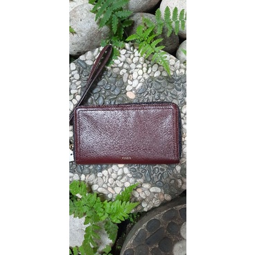 DOMPET WANITA FOSSIL LOGAN MEDIUM ZIPPER CLARET RED