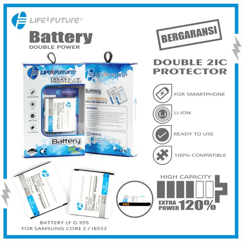 BATERAI SAMSUNG G355 / CORE 2 / i8552 DOUBLE POWER LIFE FUTURE