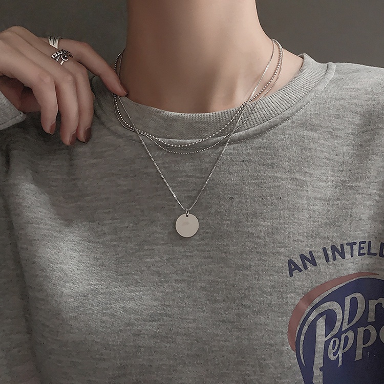 Multilayer Disc Necklace Accessories Clavicle Chain Simple Retro