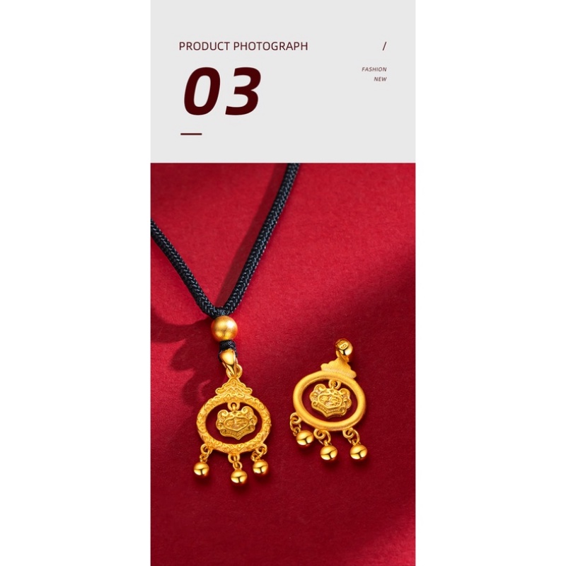 Goldkingdom Perhiasan Fashion Emas Asli Kadar 375 Bangkok Aksesoris Ready Stock Bayi Kunci Aman Liontin Berlapis Emas Metode Kuno Bel Hidup Panjang Tumbuh Bahagia