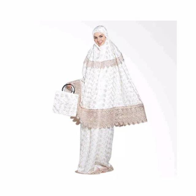 Mukena putih sutra paris swaroski