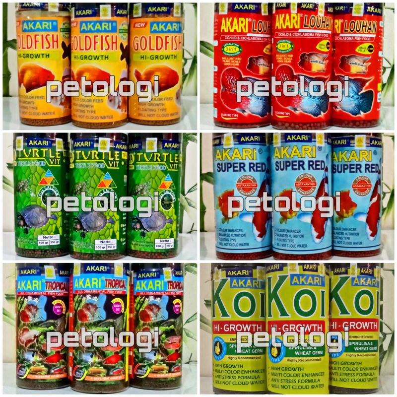 Akari 100gr Super Red, Tropical, Koi Hi Growth, Turtle Vit, Goldfish, Louhan Pakan Pelet Ikan Koi Ko