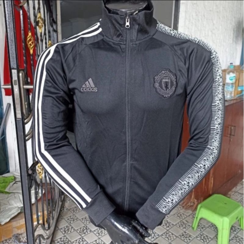 Jaket Sweater Sepak Bola MU Mancester Manchester United Utd Home Away 3rd Third Black Hitam Big Size