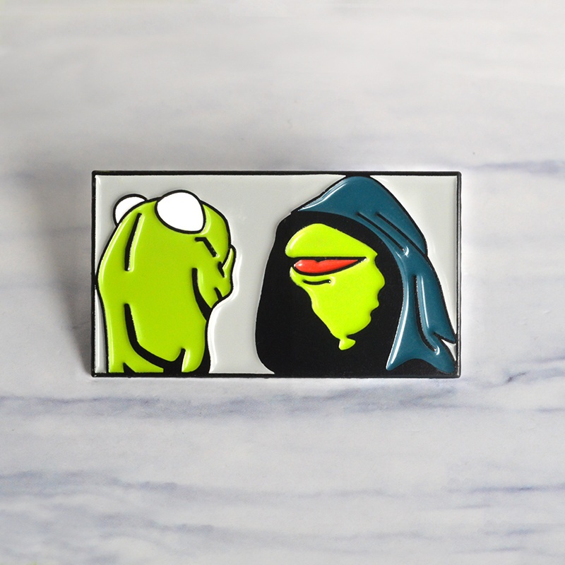 Inner Me Pin Bros enamel Bentuk Katak Kermit Bahan Metal