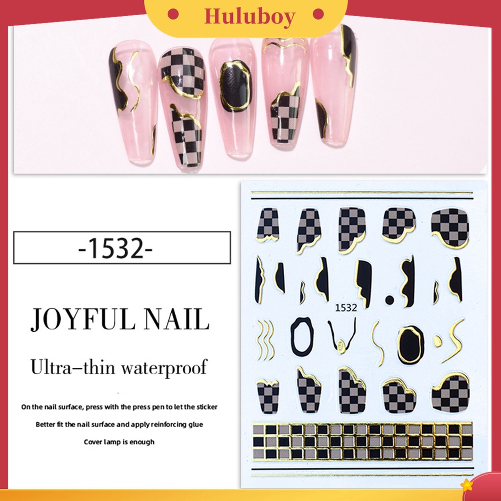 Huluboy Huluboy♡ Stiker Kuku Efek Glitter 3D Ultra Tipis Untuk Manicure